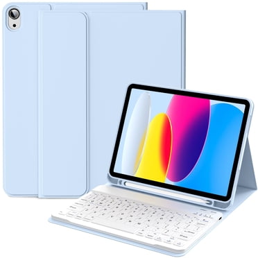 Étui Clavier Bluetooth Détachable Magnétique Bleu avec 3 Angles de Vision, Porte-Crayon et Touches à Ciseaux pour iPad 10e Gén 10,9 Pouces (2022, A2696/A2757/A2777) et iPad 11 Pouces (2025, A16) - Cuir PU de Qualité Supérieure