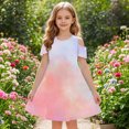 thumbnail image 5 of Économies de Printemps/été! HVOBTTY Robe Confortable à Manches Courtes pour Fille, Robe Quotidienne Sans Manches Extensible, Robe Trapèze Tournoyante, Patineuse, Récital d'École, Robe à Manches Courtes à Col Rond, Rose, 5 Ans, 5 of 5