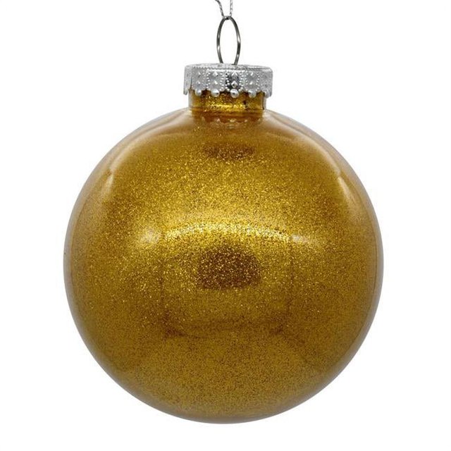 Vickerman N211530 Boule Transparente Pailletée Or Antique de 6 Po - 4 par Sac
