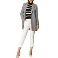 thumbnail image 2 of INSPIRE CHIC Manteau Long Classique pour Femme à Revers Cranté, Manches Longues, TP Gris, 2 of 8