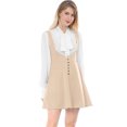 thumbnail image 1 of INSPIRE CHIC Robe Chasuble Salopette de Noël pour Femme Décor de Boutons Jupe Évasée à Bretelles Beige P, 1 of 6