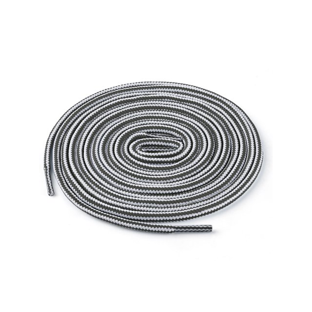 INSPIRE CHIC Unisex Round Rope Dual Colored Striped 1/5 Thick Boot Shoelace 90cm / 35.43" White Gray