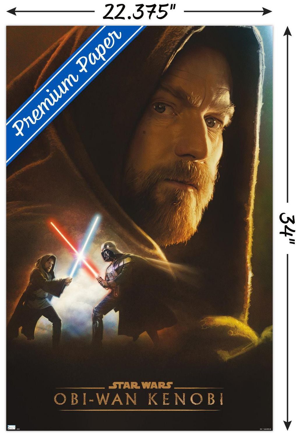 Star Wars: Obi-Wan Kenobi – Collage d'Obi Wan 22,375" x 34" Affiche Murale avec Cadre Magnétique en Bois de Hêtre, par Trends International