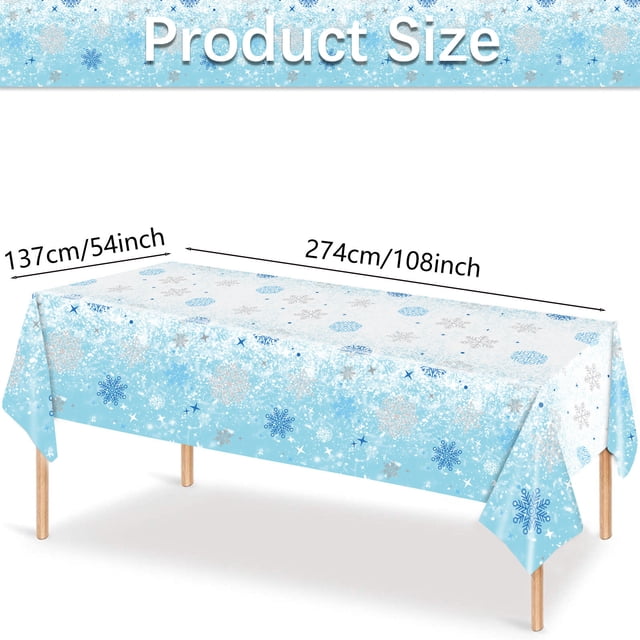 Chmadoxn Christmas Winter Decoration Disposable Plastic Tablecloths Red Blue Snowflake Christmas Party Tablecloths A Tablecloth