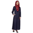 thumbnail image 2 of Bimba Robe Longue Unie avec Hijab/foulard Imprimés en Chambray Maxi à Boutons devant Robe Musulmane Vêtements Islamiques pour Femmes, 2 of 7