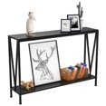 thumbnail image 2 of EastVita 43 Inch 2-Tier Narrow Console Table,Stylish Sofa Side Table with V Design,Premium Space Saving Furniture for Entryway,Hallway and Living Room,Black, 2 of 8