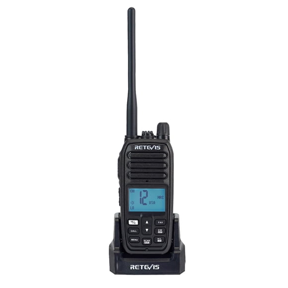 Retevis RM21 Radio Marine Portative, Radio Flottante Bidirectionnelle Étanche IP67, Micro à Réduction de Bruit, 1800 mAh, Écran LCD Rétroéclairé Radio Maritime, NOAA, Interne