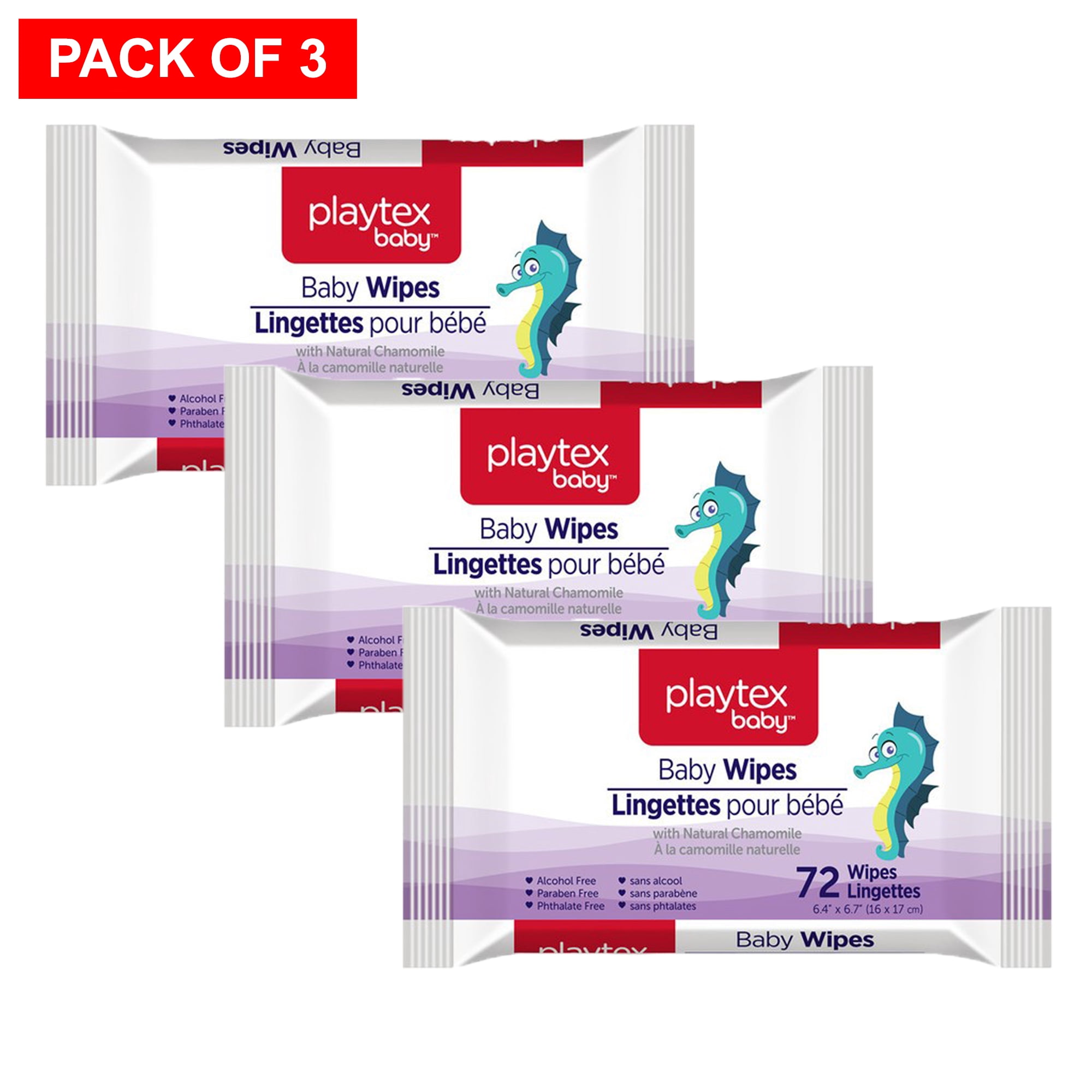 Playtex Baby Wipes Calming Chamomile, 72 Wipes (Pack of 3)