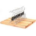 thumbnail image 2 of Solid Wood Clamp Hangers, Non Slip Grip For Hanging Pants, Jeans, And More With Space Saving Design (Natural Finish), 2 of 7
