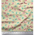 thumbnail image 1 of Soimoi Beige Georgette Viscose Fabric Bow & Stripe Decor Fabric Printed Yard 42 Inch Wide, 1 of 5