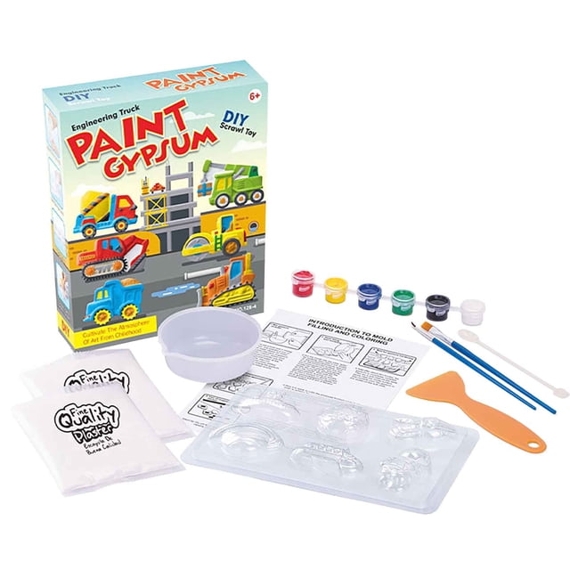 D Construction Vehicle Plaster Painting Kit Kids Diy Craft Set Creative Art Activity