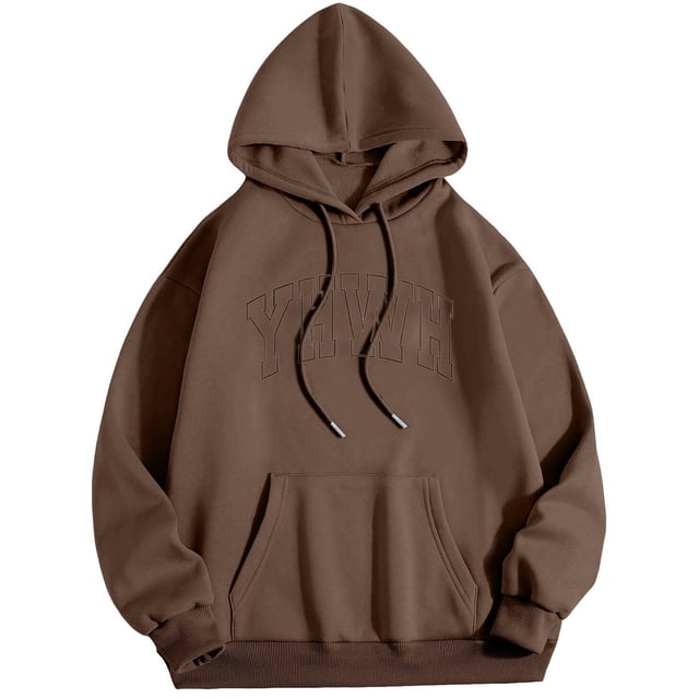 MIASHUI Men's Basic Pullover Hoodie with Front Pocket and Adjustable Drawstring, Comfortable Casual Wear for Everyday Use Brown,XXL