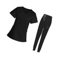 thumbnail image 1 of kurtrusly Female Scrub Set Nurse v neckline Machine Washable Short Sleeves Suit Black M 1Set, 1 of 6