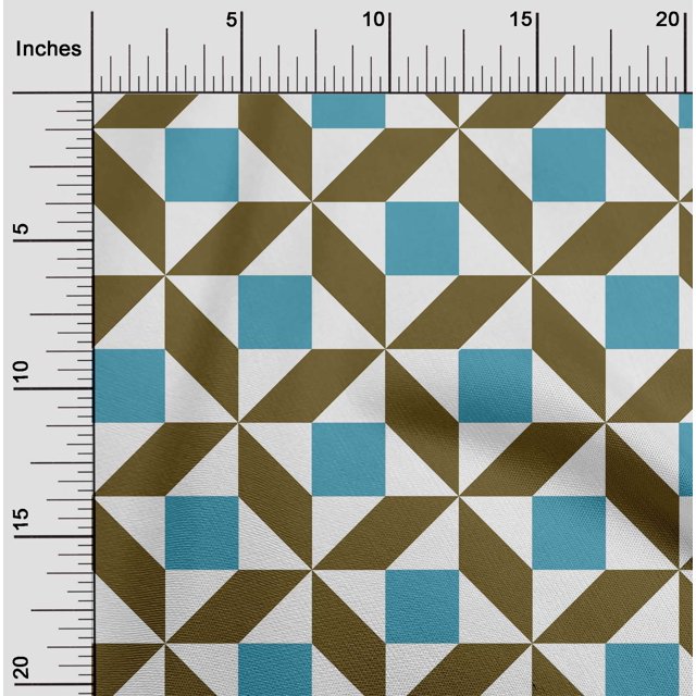 oneOone Viscose Chiffon Fabric Triangle|Parallelogram & Square Geometric Print Sewing Fabric BTY 42 Inch Wide
