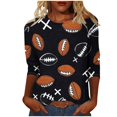 thumbnail image 3 of QATAINLAV Chemise à Manches 3/4 pour Femmes Décontractée Grande Taille Tuniques Hauts 2025 Jour de Match T-Shirts Graphiques Chemises Coupe Ample Col Rond Chandail Blouse Soldes du Jour Multicolore TTTTG, 3 of 6