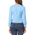 thumbnail image 3 of INSPIRE CHIC Women's Elegant Ruffle Square Neck Puff Long Sleeve Chiffon Blouse XS Blue, 3 of 7