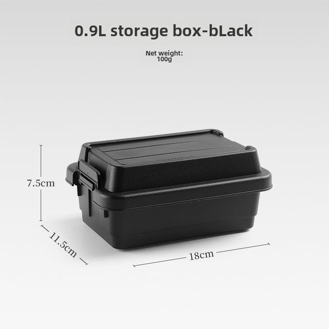 0.9L Black Portable Mini Storage Organizer with Removable Lid – Durable, Easy-Clean Container for Camping, Barbecue Tools, Condiment Bottles & Small Items – Indoor/Outdoor Versatile Desk/Tabletop