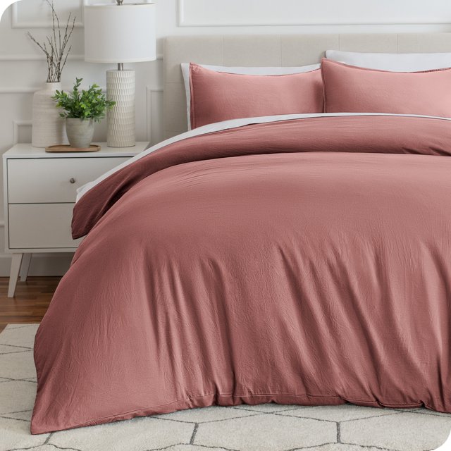 Bare Home Housse de Couette Sablée - Ultra Douce - Premium 1800 Collection - Ensemble 3 Pcs - Très Grand, Rose Poussiéreux