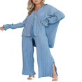 thumbnail image 2 of Women Solid Color Long Sleeve Blouse and Straight Fit Trousers, 2 of 9