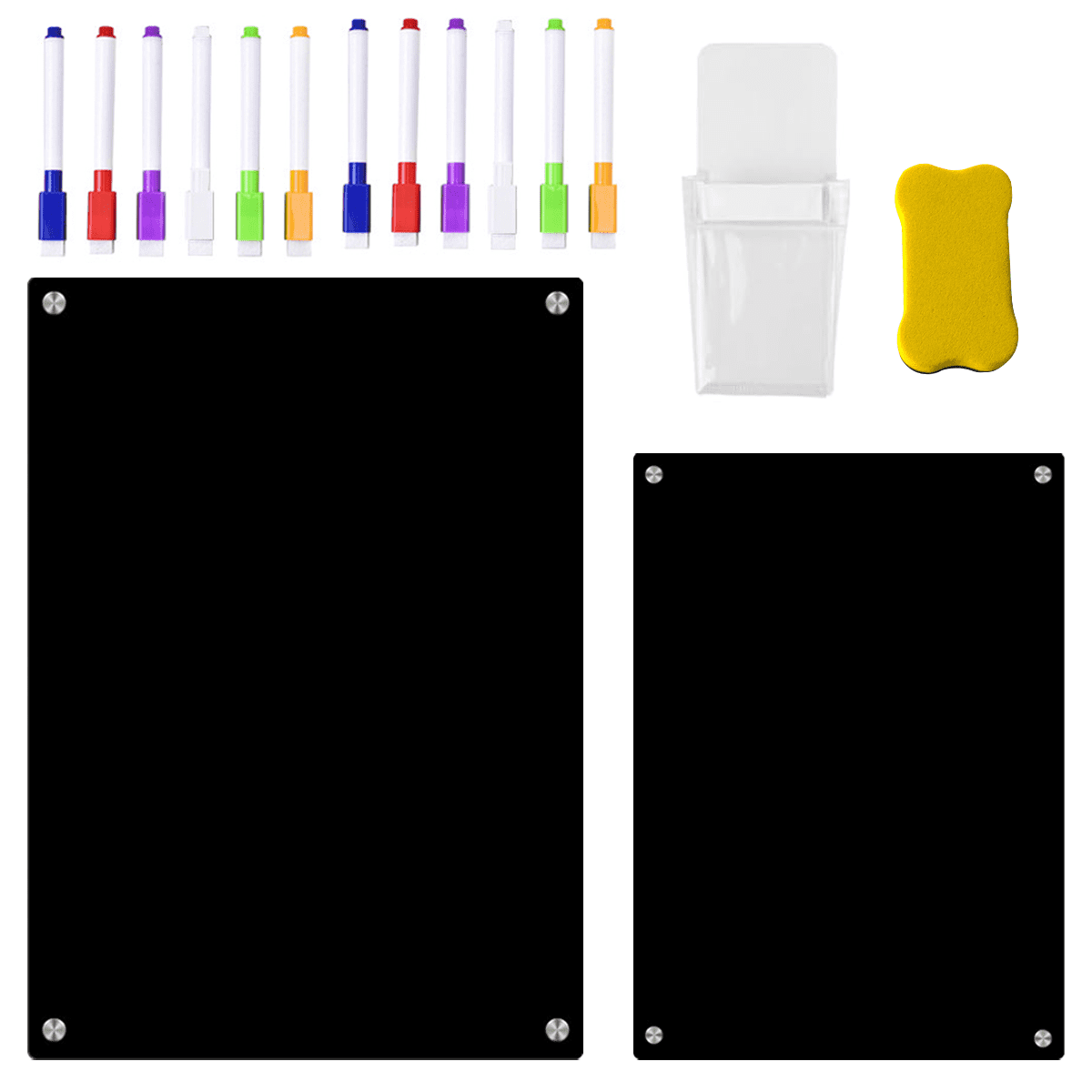 2 Pieces Magnetic Blank Calendar For Fridge, Acrylic Dry Erase Board Fridge Planner Board Family and Office, S+M