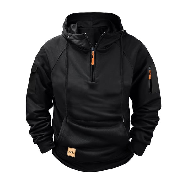 Men's Sweatshirts and Hoodies Long Sleeve Sweater Men Mens Streetwear Thick Hoodies for Men Long Sleeve Pullover for Men, Black, XL