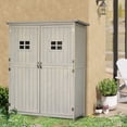 thumbnail image 2 of Outsunny 4'x1.5' Wooden Garden Storage Shed w/ Windows, Grey, 2 of 10