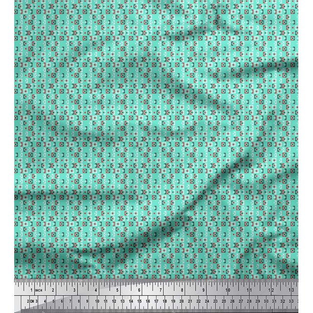 Soimoi Polyester Crepe Fabric Geometric Small Print Sewing Fabric Yard 52 Inch Wide