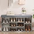 thumbnail image 2 of BeesClover Multi-Functional Entryway Bench with Shoe Storage, Padded Seat, 10-Cubby Adjustable Shoe Organizer – Small Shoe Rack Bench with Side Pockets for Hallway, Bedroom, Mudroom, and Living Room, 2 of 9