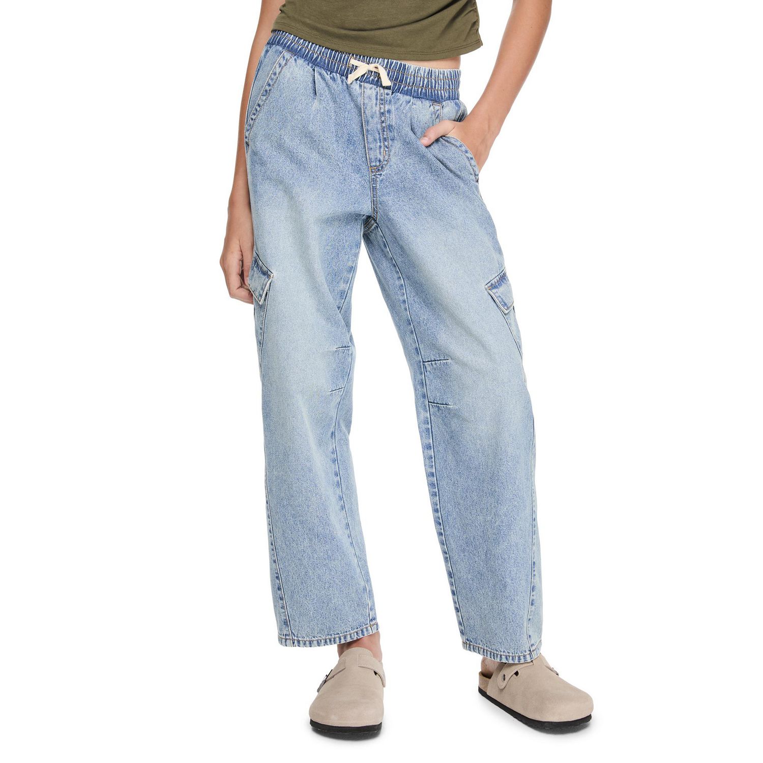 Pantalon cargo coupe baril à jambe large et noué la taille My Sister’s Closet pour filles