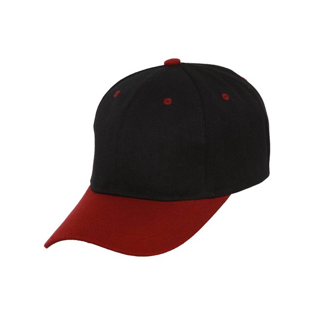 Two-Tone Adjustable Baseball Cap, Black Burgundy