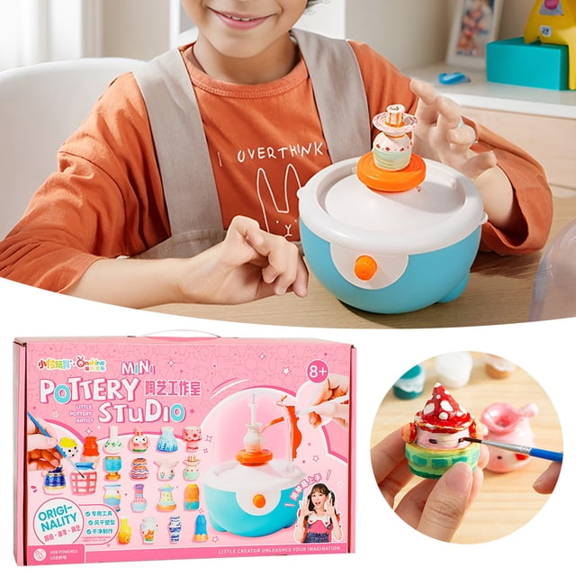 IMENGL Mini Pottery Wheel Kit For Kids Speed Adjustable DIY Clay Sculpting Pottery Maker Full Set Pottery Tools For Kids Teens Green Early Classifying,Education Materials,Humanizing Education,Illibe