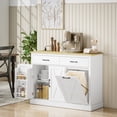 thumbnail image 2 of HOMCOM Armoire à Déchets Basculante avec Station de Recharge, Îlot de Cuisine, Blanc, 2 of 10