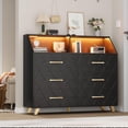 thumbnail image 4 of Commode à 6 Tiroirs avec Station de Recharge et Tablette de Rangement, Commode en Bois avec 5 Pieds en Métal, 4 of 7
