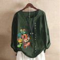 thumbnail image 2 of Pompotops Mode Femmes Décontracté Bouton Imprimé Floral Manches Courtes T-Shirt Blouse Hauts Liquidation, 2 of 5