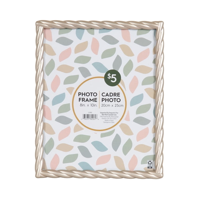 Saltana 8x10 Braided Silver Tabletop Picture Frame with a twisted silver border, designed for 8 by 10 inch photos, featuring an attached easel and wall hangers, suitable for home décor, gallery walls, or tabletop display.