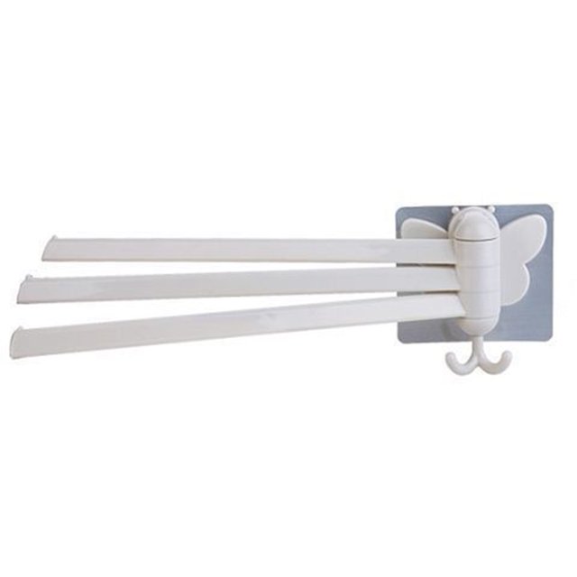 Bathroom Storage Rack No Punching Rotatable Design Good Load-bearing Wall Mounted Space-saving Hanging Towel Lightweight Multipurpose Punch Free Towel Rack Bathroom Accessories