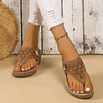 thumbnail image 2 of Orthopedic Wedge Slides Sandals for Women Wide Width Comfortable Leather Arch Support Walking Flip Flops, 2 of 7