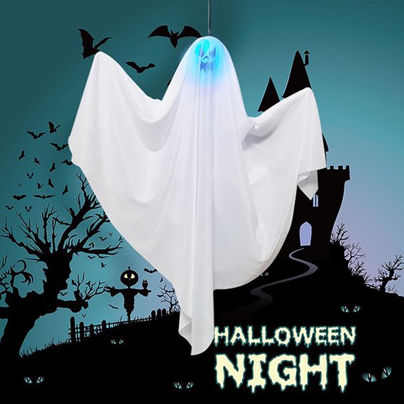 Agiferg Halloween Party Glowing White Ghost Hanging Ghost Horror Scene Decoration