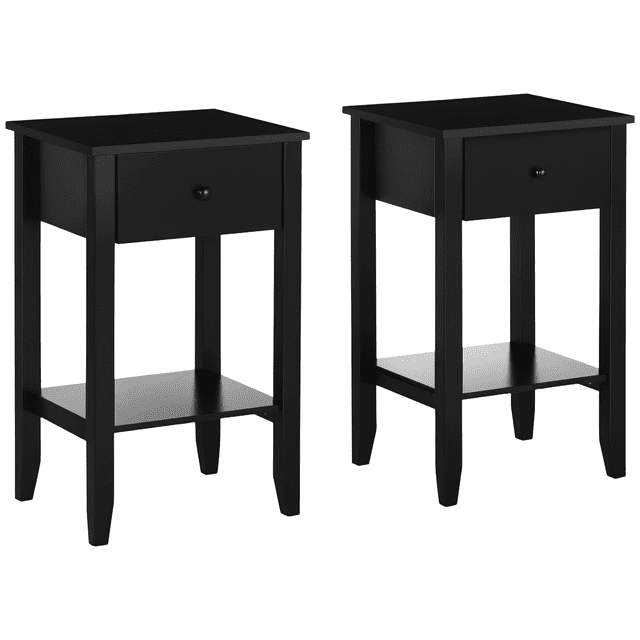 HOMCOM Ensemble de 2 Tables d'Appoint, Tables de Bout avec Tiroir et Tablette Inférieure
