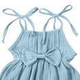 thumbnail image 3 of MesaSe Toddler Baby Girl Summer Fall Basic Plain Short Sleeve Cotton Linen Drawstring Romper Jumpsuit, 3 of 7