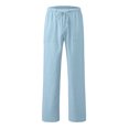 thumbnail image 4 of Timegard Womens Pants Plus Size Cotton Linen Straight Leg Elastic Waisted Drawstring Lounge Trousers, 4 of 5