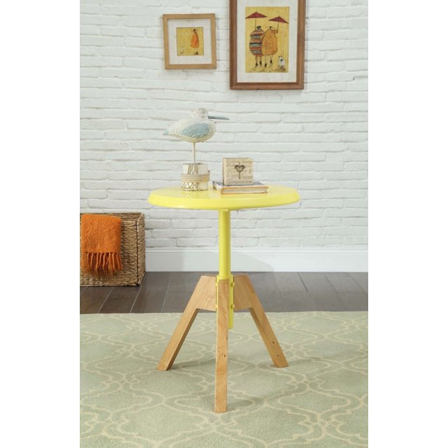 Table de bout Lumina d'ACME, jaune et bois naturel
