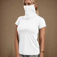 thumbnail image 2 of BiZtdJrK T-Shirts de Protection Solaire à Manches Courtes pour Femmes avec Masque Facial, Maillot Dermoprotecteur d'Extérieur, Chemise de Pêche et de Randonnée, Haut Court Décontracté d'Été, Blanc, TG, Offres Éclair d'Aujourd'hui, 2 of 8