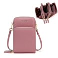 thumbnail image 1 of Small Crossbody Cell Phone Purse for Women, Mini Messenger Shoulder Handbag Wallet with Credit Card Slots,Pink, 1 of 7