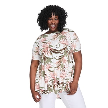 Lane Bryant Women's Plus Printed Boat-Neck T-Shirt