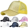 thumbnail image 1 of Femmes Été Bling Bling Anti UV Mesh Gliter Queue de Cheval Chapeau Réglable Sport Extérieur Casquette de Baseball, 1 of 7