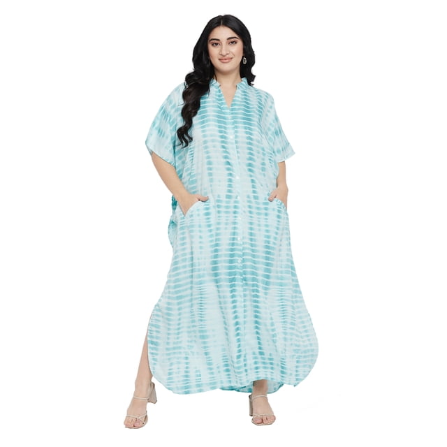 Oussum Robe Caftans pour Femme Grande Taille Imprimée Longue Maxi à Boutons Robes Caftan