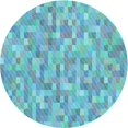 thumbnail image 1 of Ahgly Company Tapis Rond Lavable en Machine Intérieur Transitionnel Bleu Lierre, 8 Pieds Rond, 1 of 7