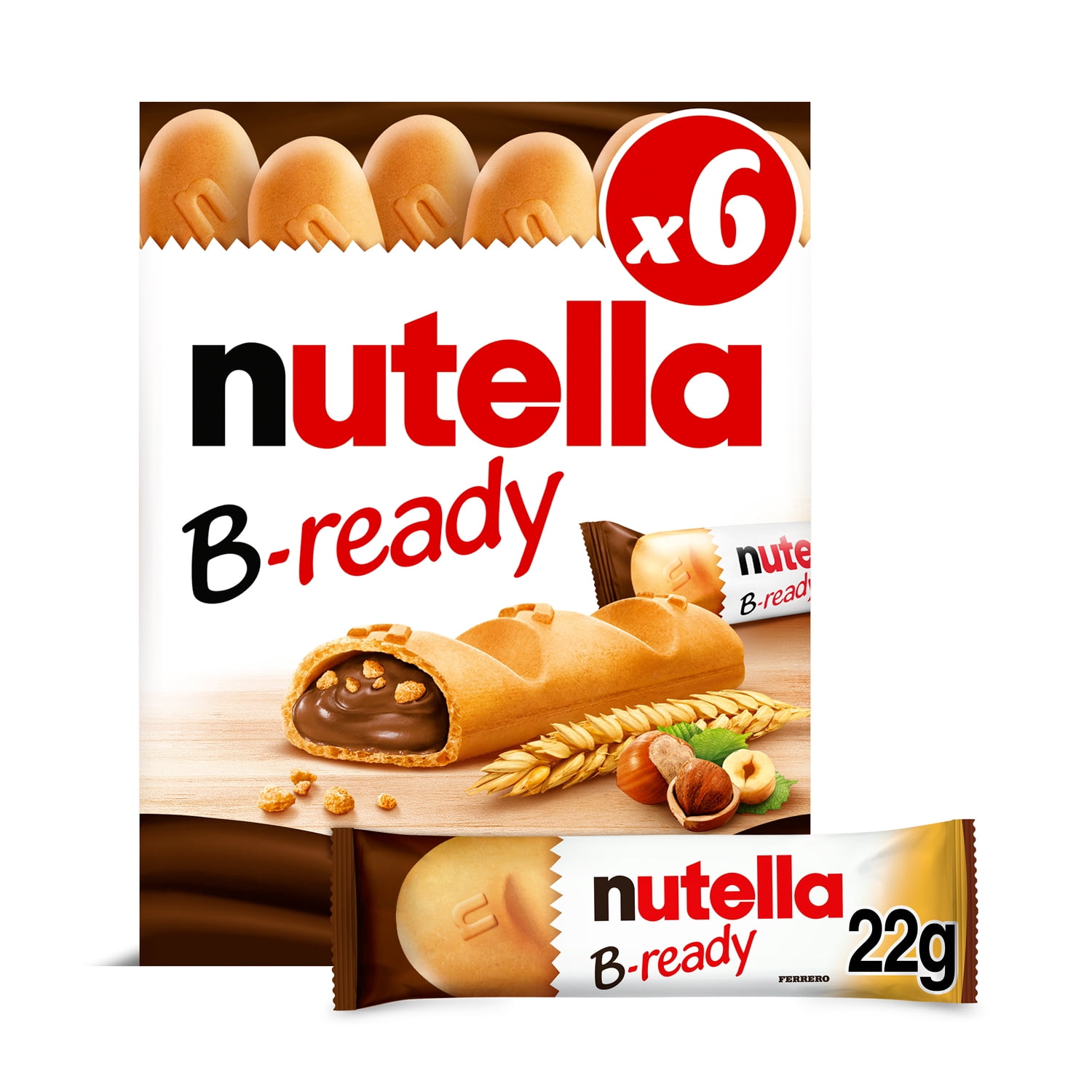 NUTELLA B-READY, Snack Bars, Crispy wafer filled with delicious NUTELLA, 6x22g