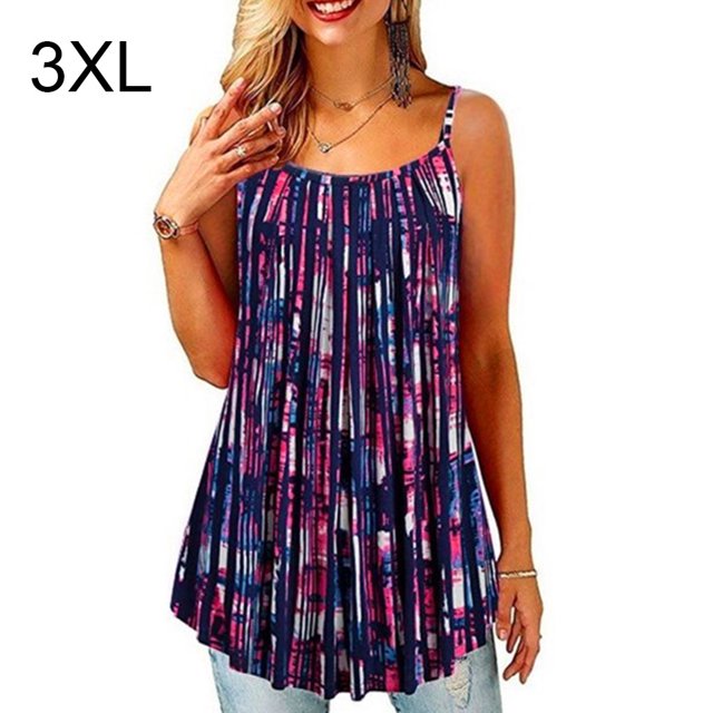 ziyahi Hauts d'Été à Bretelles Col Rond Camisole Sans Manches Imprimée Vêtements pour Femmes, Type 6, 3TG